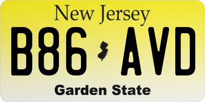 NJ license plate B86AVD