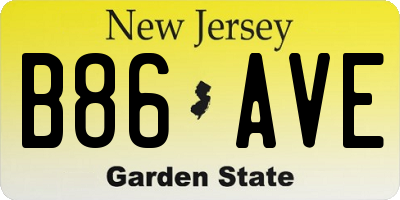 NJ license plate B86AVE