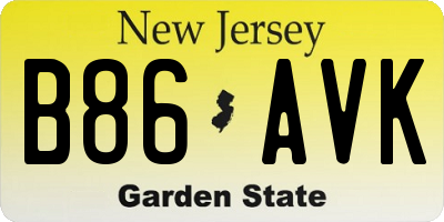 NJ license plate B86AVK