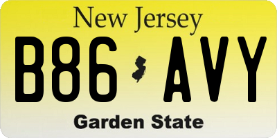 NJ license plate B86AVY
