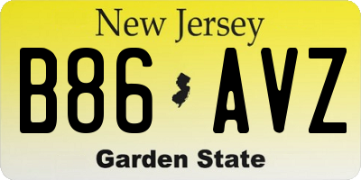 NJ license plate B86AVZ
