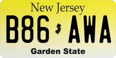 NJ license plate B86AWA
