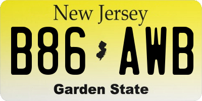 NJ license plate B86AWB