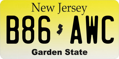 NJ license plate B86AWC