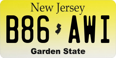 NJ license plate B86AWI