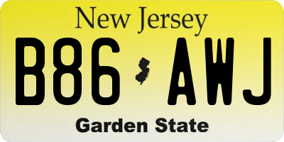 NJ license plate B86AWJ