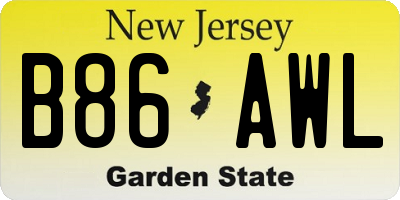 NJ license plate B86AWL