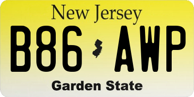 NJ license plate B86AWP