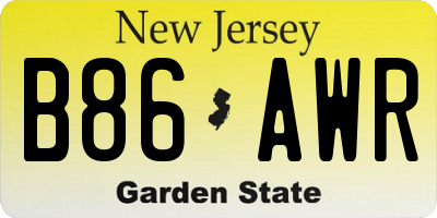 NJ license plate B86AWR