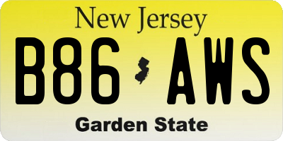 NJ license plate B86AWS