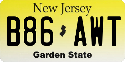 NJ license plate B86AWT