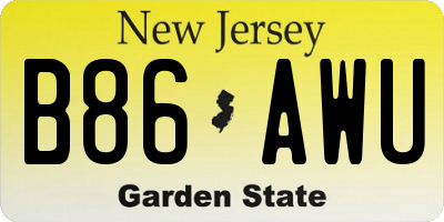 NJ license plate B86AWU