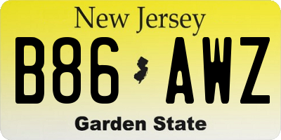 NJ license plate B86AWZ
