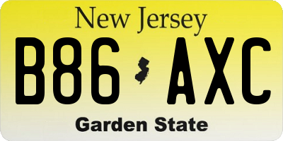 NJ license plate B86AXC