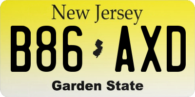 NJ license plate B86AXD