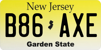 NJ license plate B86AXE