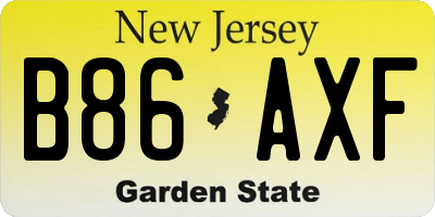 NJ license plate B86AXF