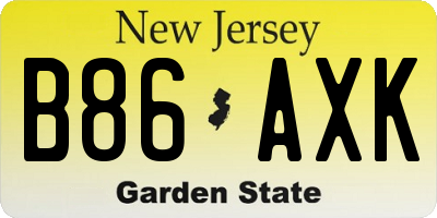 NJ license plate B86AXK