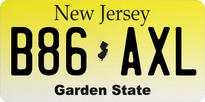 NJ license plate B86AXL
