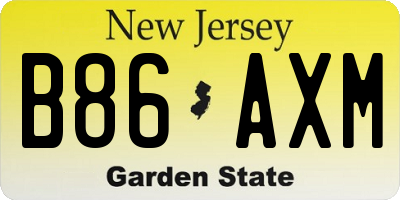 NJ license plate B86AXM