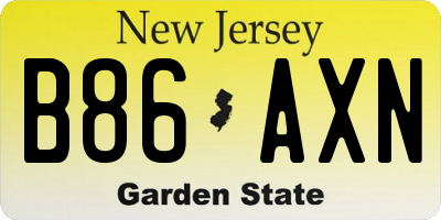 NJ license plate B86AXN