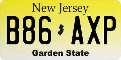 NJ license plate B86AXP