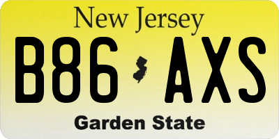 NJ license plate B86AXS