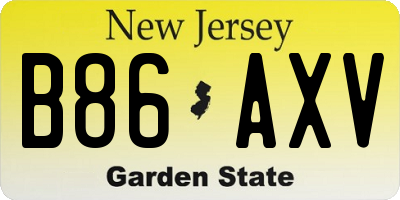 NJ license plate B86AXV