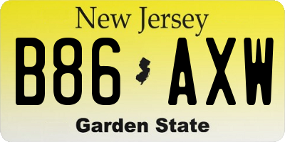 NJ license plate B86AXW