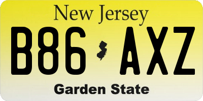 NJ license plate B86AXZ