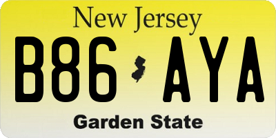 NJ license plate B86AYA