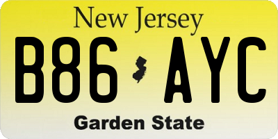 NJ license plate B86AYC