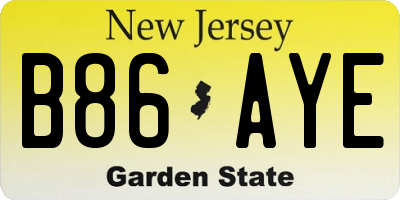 NJ license plate B86AYE