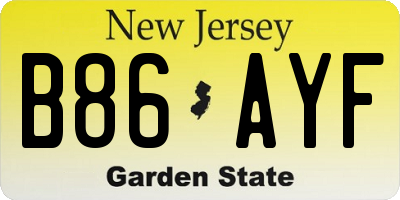 NJ license plate B86AYF