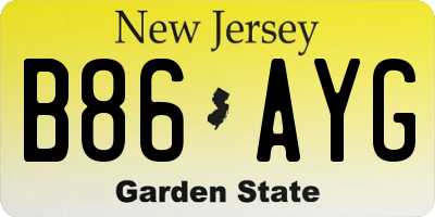 NJ license plate B86AYG