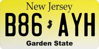 NJ license plate B86AYH