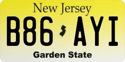 NJ license plate B86AYI