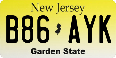 NJ license plate B86AYK