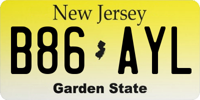 NJ license plate B86AYL