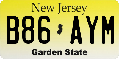 NJ license plate B86AYM