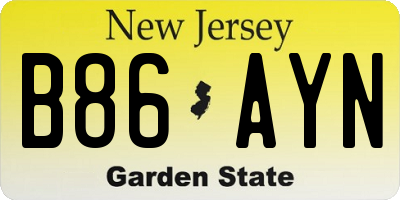 NJ license plate B86AYN