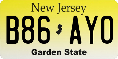 NJ license plate B86AYO