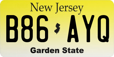 NJ license plate B86AYQ