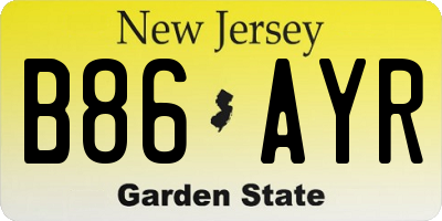 NJ license plate B86AYR