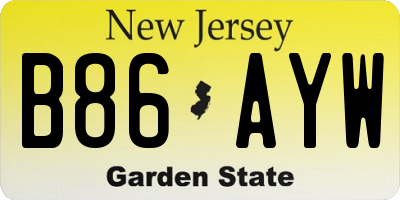 NJ license plate B86AYW