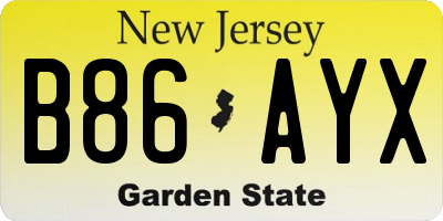 NJ license plate B86AYX