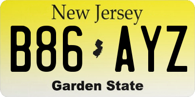 NJ license plate B86AYZ