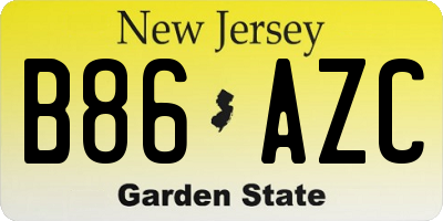 NJ license plate B86AZC