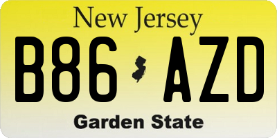 NJ license plate B86AZD