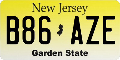 NJ license plate B86AZE